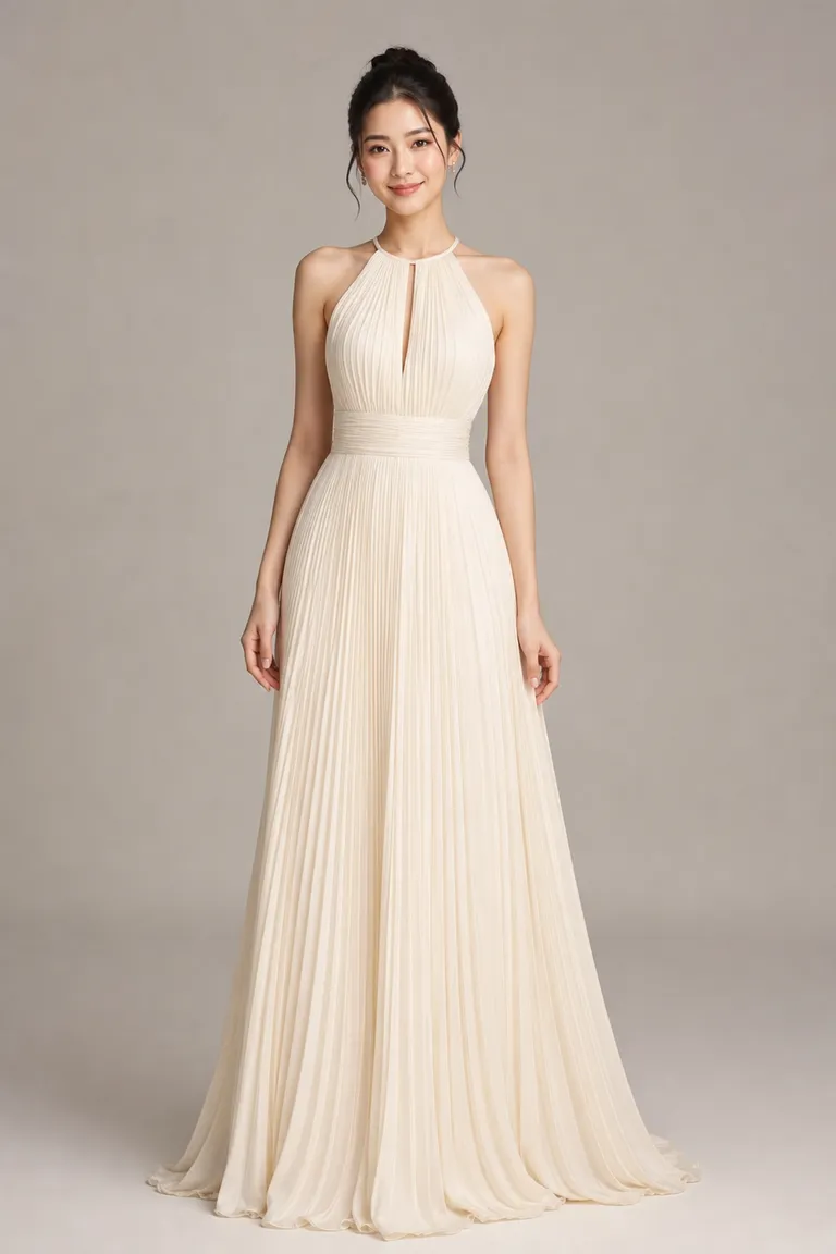 Ivory Pleated Gown