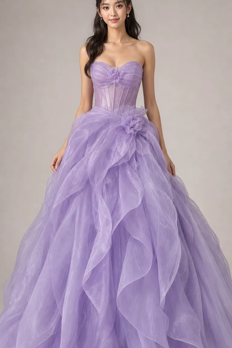 Lilac Organza Ball Gown