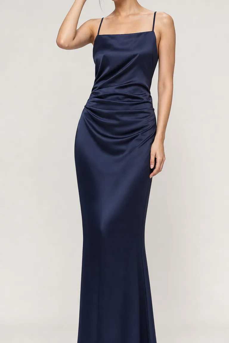 Navy Satin Column