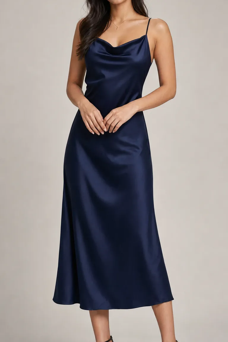 Navy Silk Slip