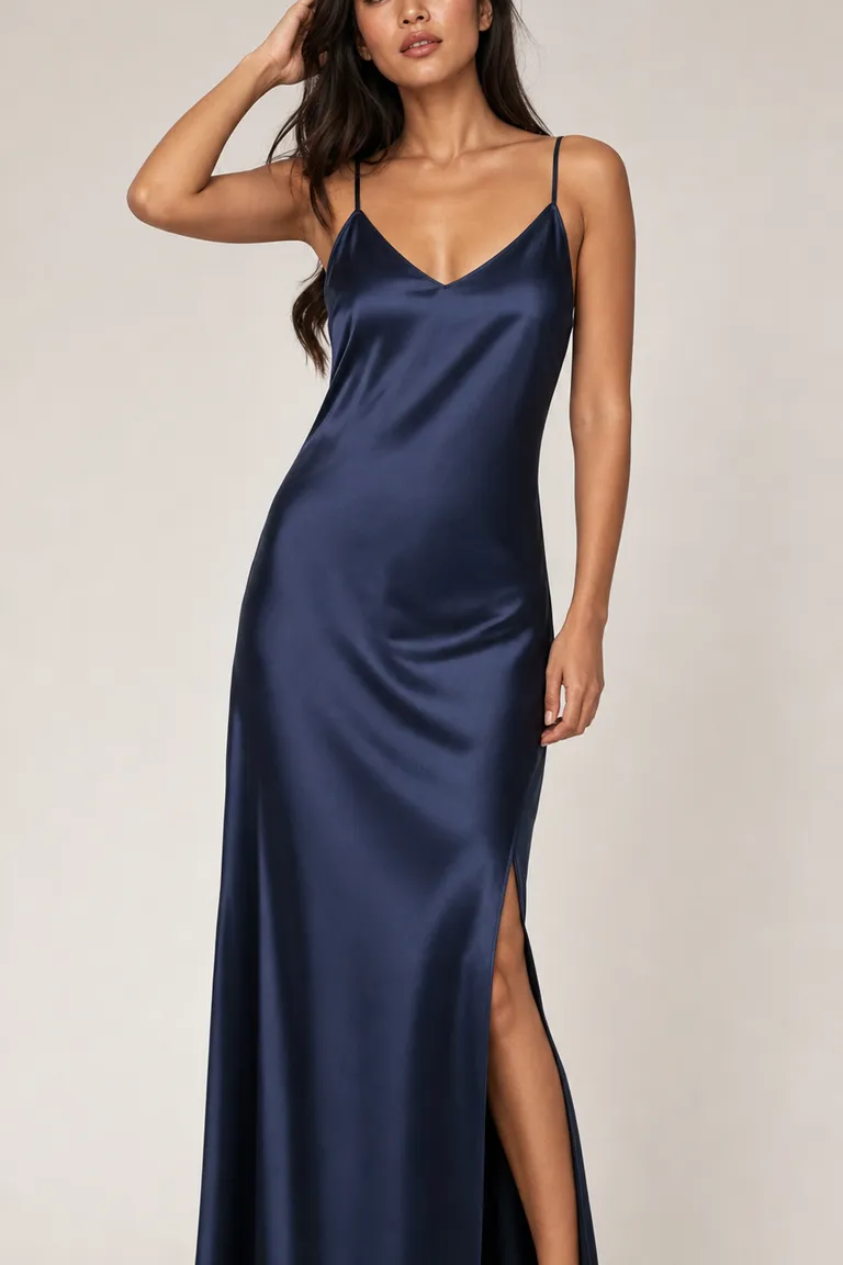Navy Silk Slip