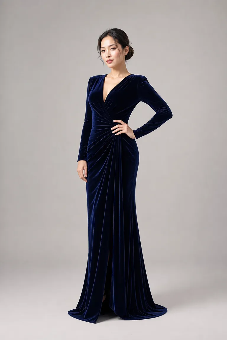 Navy Velvet Gown