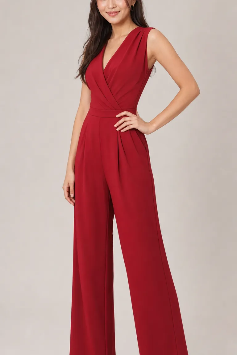 Crimson Crepe Jumpsuit