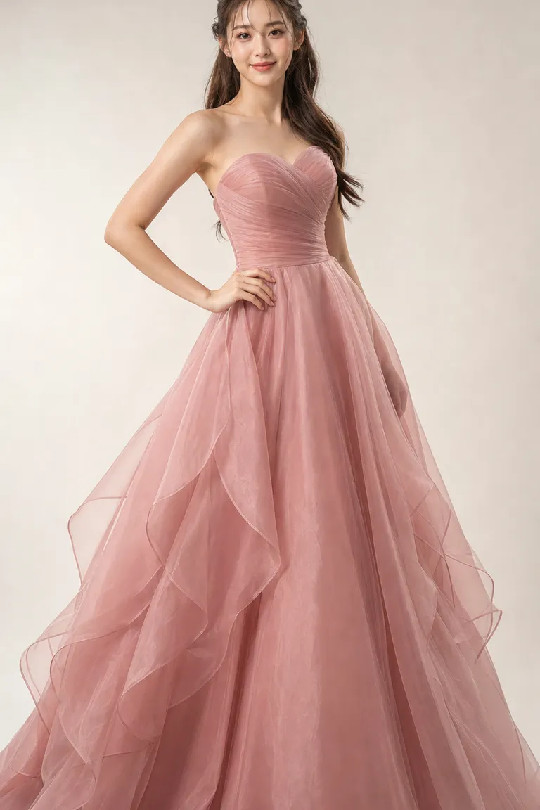 Rose Organza Ball Gown