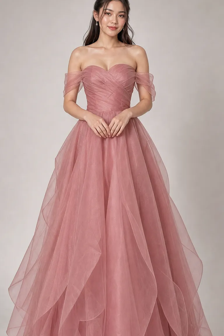 Rose Organza Ball Gown